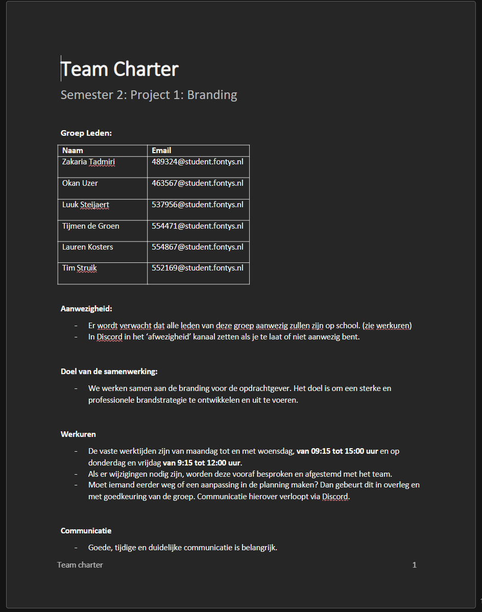 Team Charter
