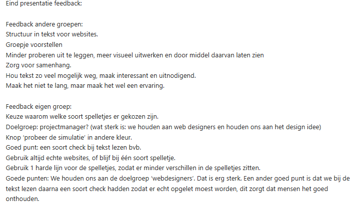 feedback presentatie